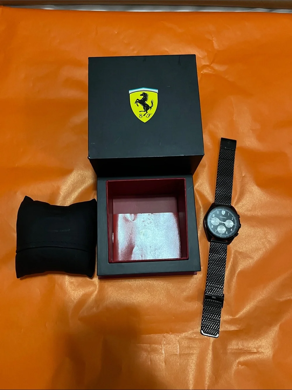 Ferrari Black Men's Chronograph with Silver Subdials